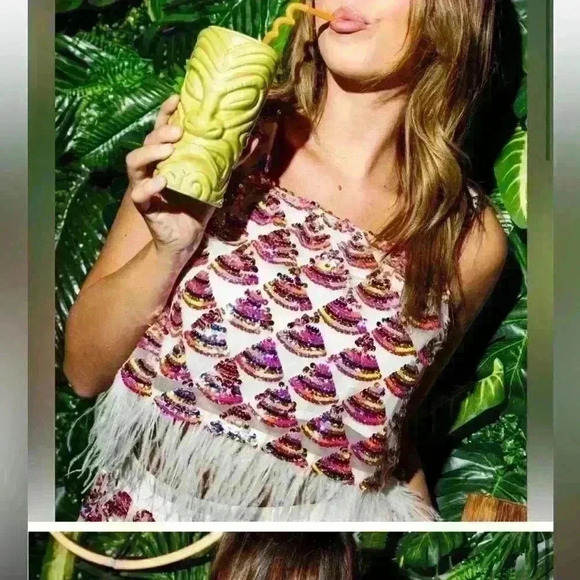 Queen of sparkles SET Sequin triangle feather birthday set | Size S ($300) NWT - Picture 5 of 12